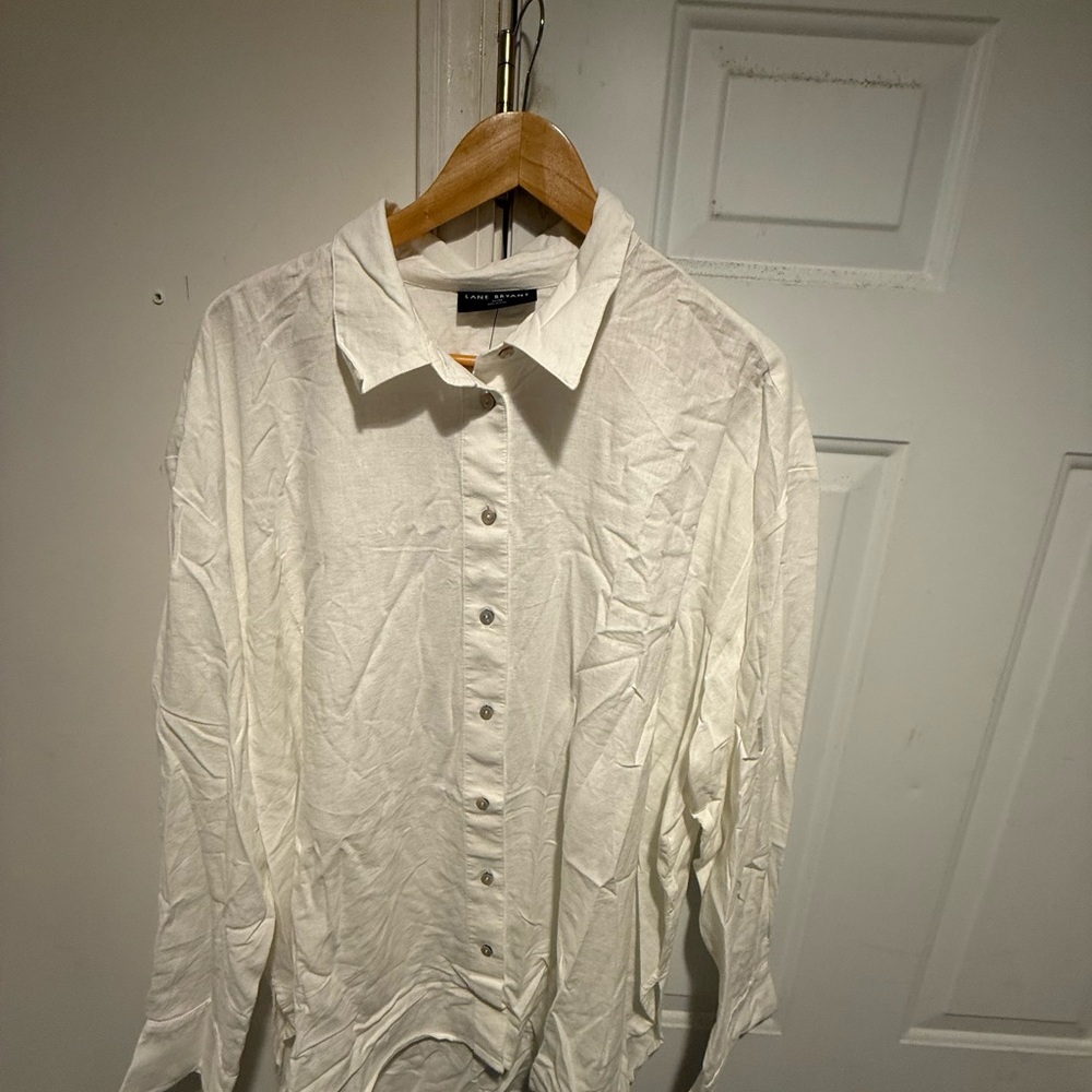 NWT Lane Bryant White linen top